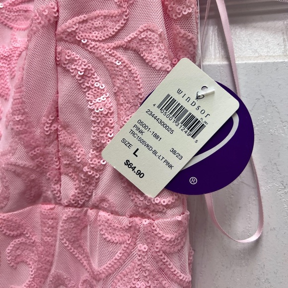Windsor Pink Bow Strap Sequin Formal Mini Dress - Picture 1 of 3